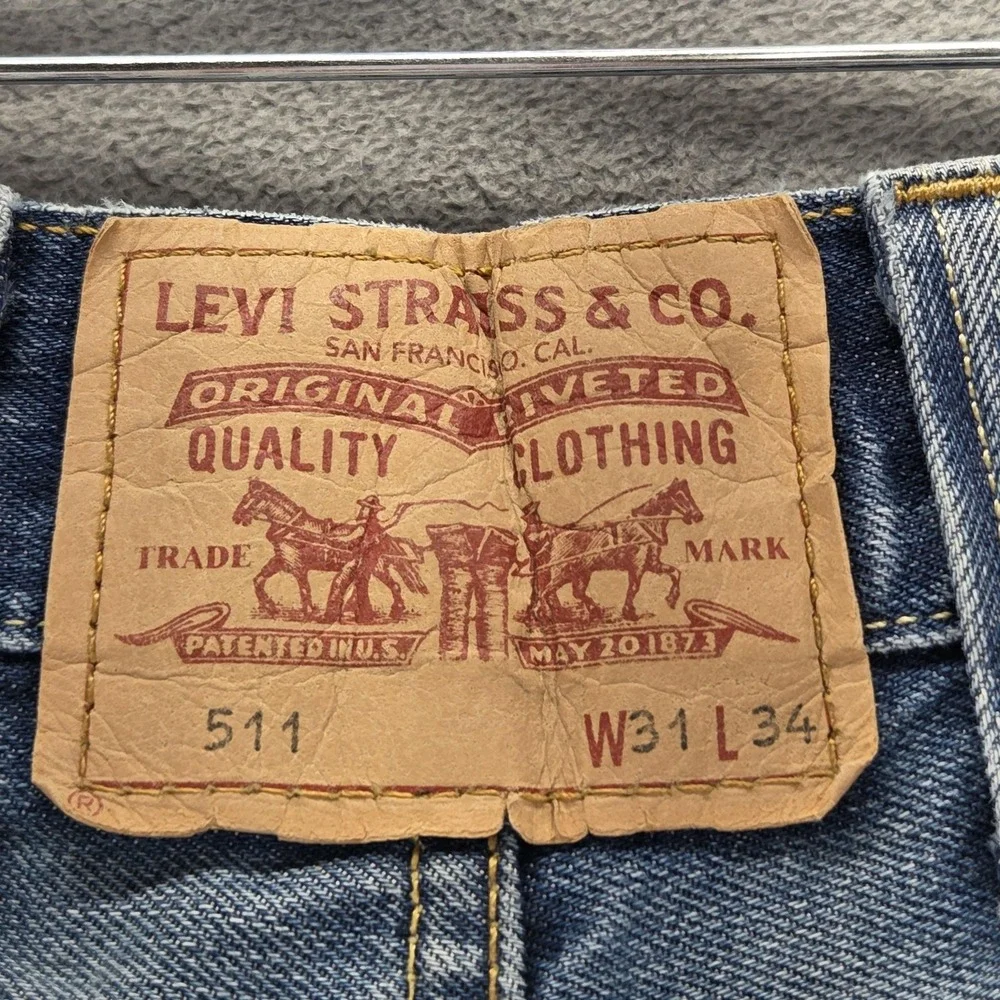 Vintage Levis 511 Jeans Mens Slim Engineered Honeycomb Medium Wash Fits 29x32‎